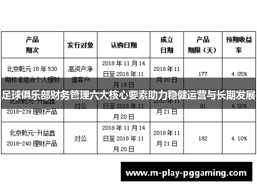 足球俱乐部财务管理六大核心要素助力稳健运营与长期发展