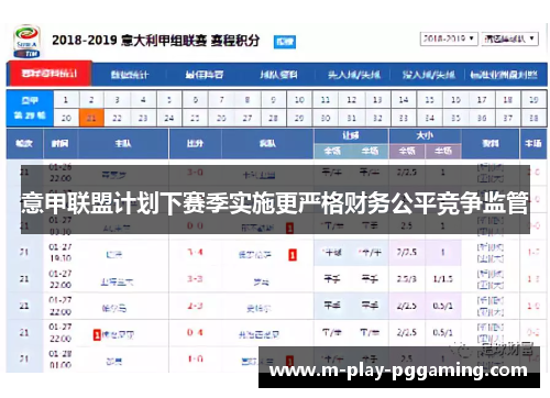 意甲联盟计划下赛季实施更严格财务公平竞争监管 意甲联盟计划下赛季实施更严格财务公平竞争监管